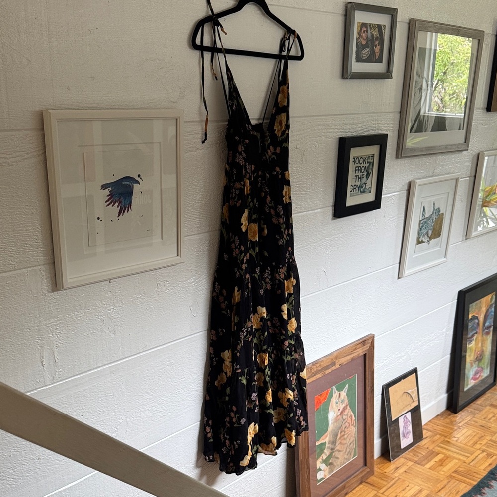 Reformation Black and Yellow Floral Maxi Dress